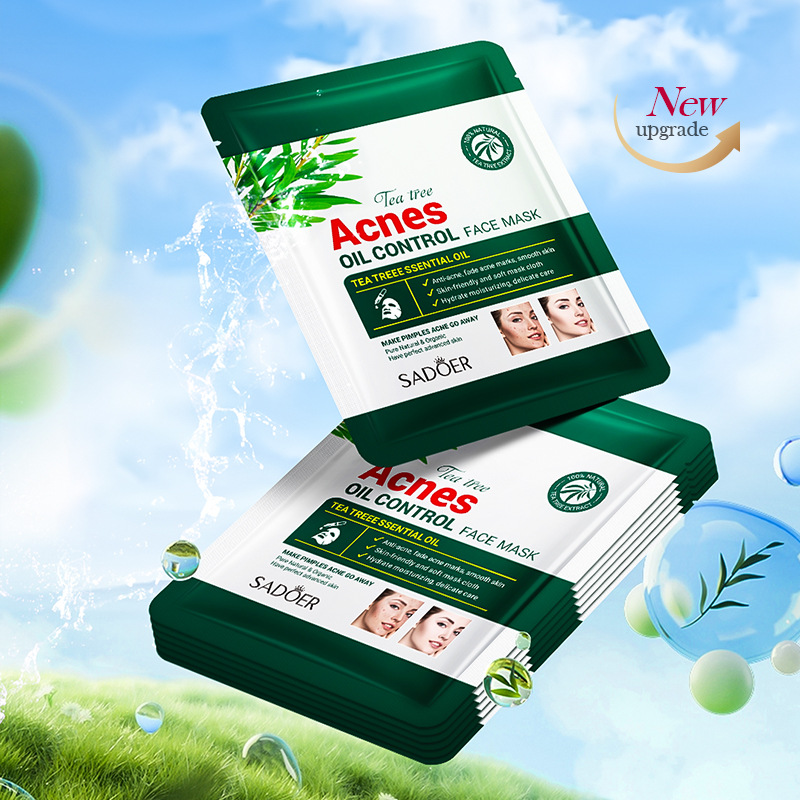 All-english SADOER tea tree Acne and Oil Control Facial mask Student hydrating Mask cross-border export wholesale details Picture