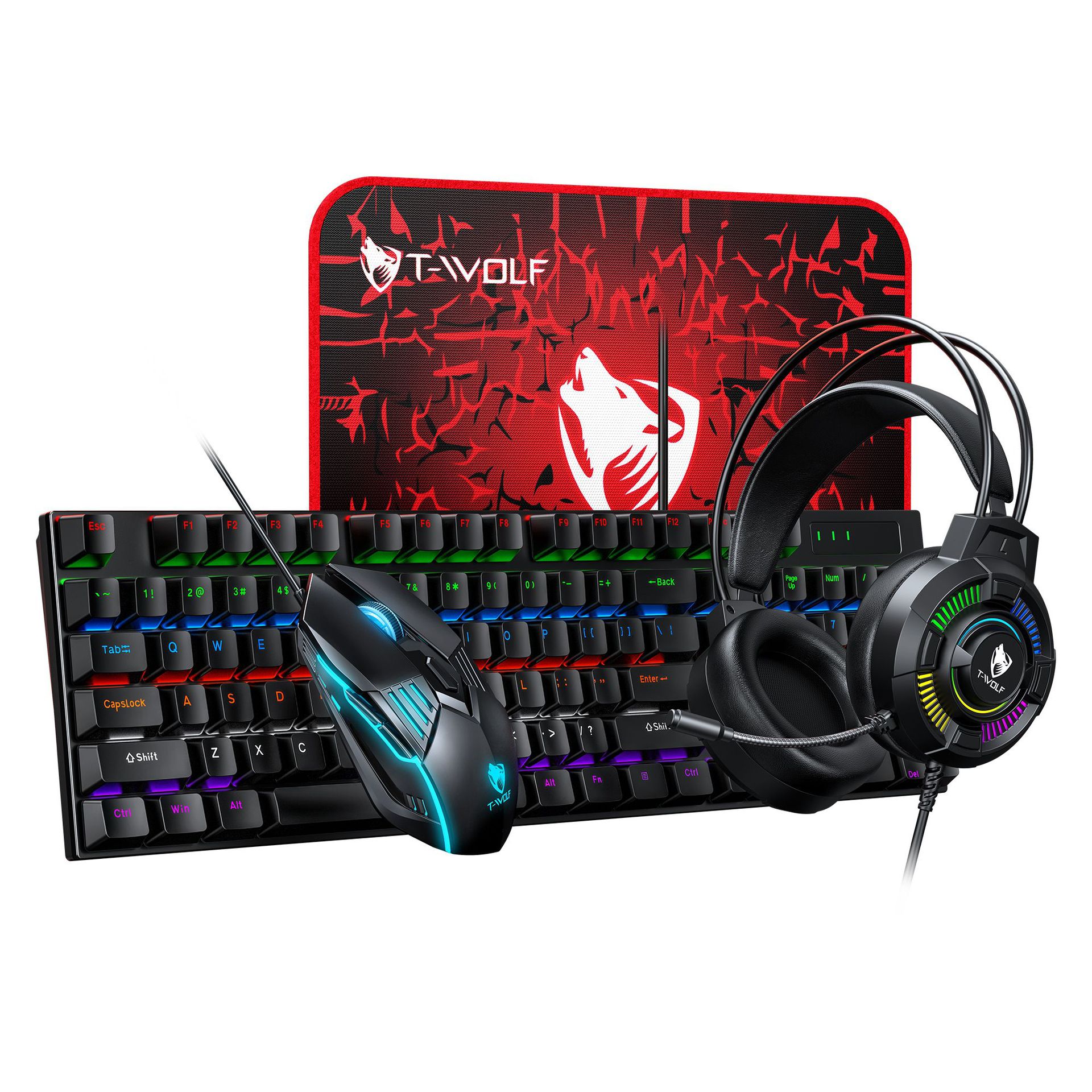 The Leilang TF800 Keyboard, Mouse and Headphone Set, a four-in-one game set in Spanish, Arabic and Russian Item Picture