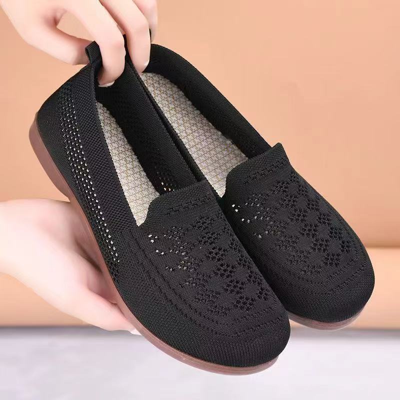 Women's autumn new style shoes: one-foot net shoes, bean shoes, soft-soled women's sandals, flat breathable mom shoes, women's shoes details Picture