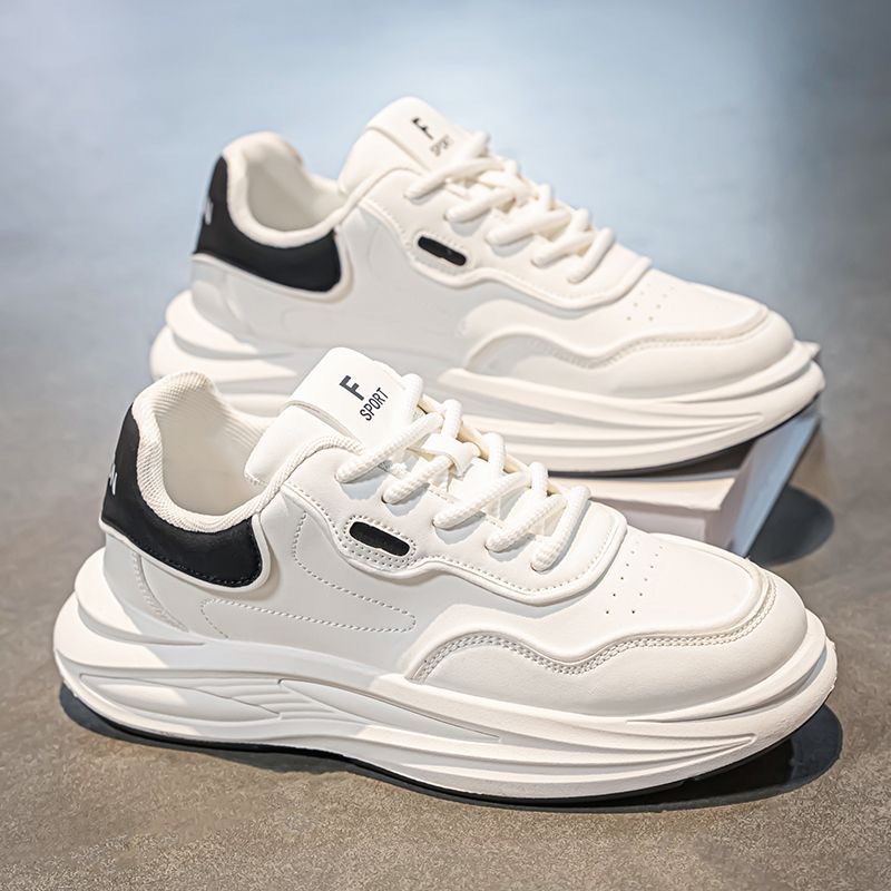New men's shoes for Spring 2025: Breathable white sneakers, men's trendy and versatile thick-soled sports shoes, casual dad trendy shoes full figure