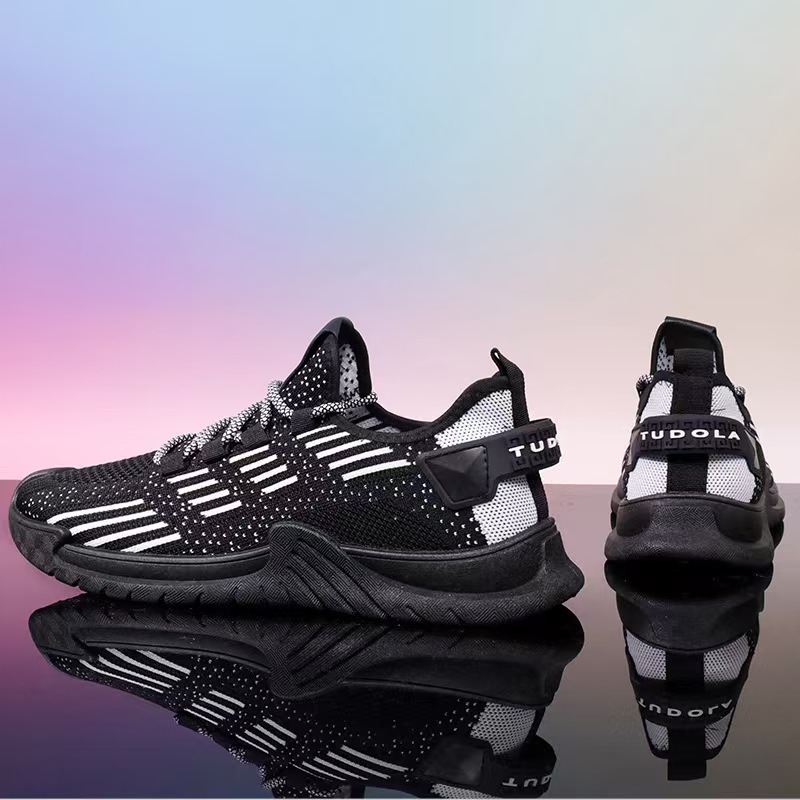 Summer men's sports shoes with breathable mesh, trendy bestsellers, non-smelly feet, casual shoes, running shoes, perforated mesh shoes, and flying woven shoes details Picture