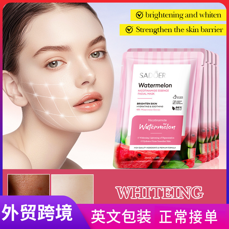 Cross-border export wholesale of SADOER Watermelon Nicotinamide Essence Mask for hydrating, Moisturizing and hydrating full figure