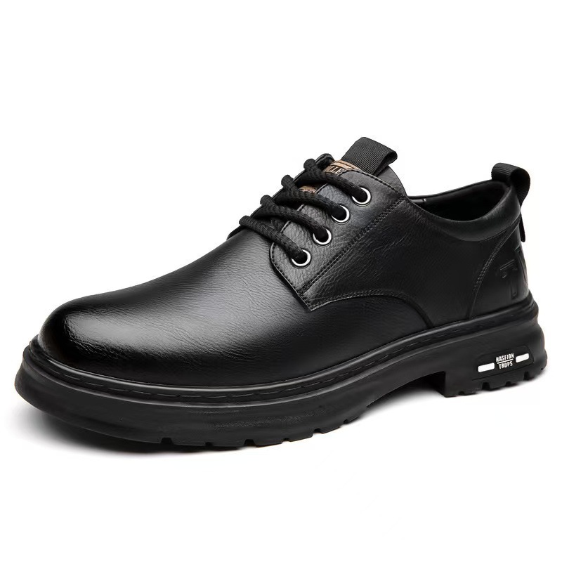 Autumn's new men's handcrafted business casual leather shoes, men's retro workwear large-head lace-up soft sole breathable leather shoes Item Picture