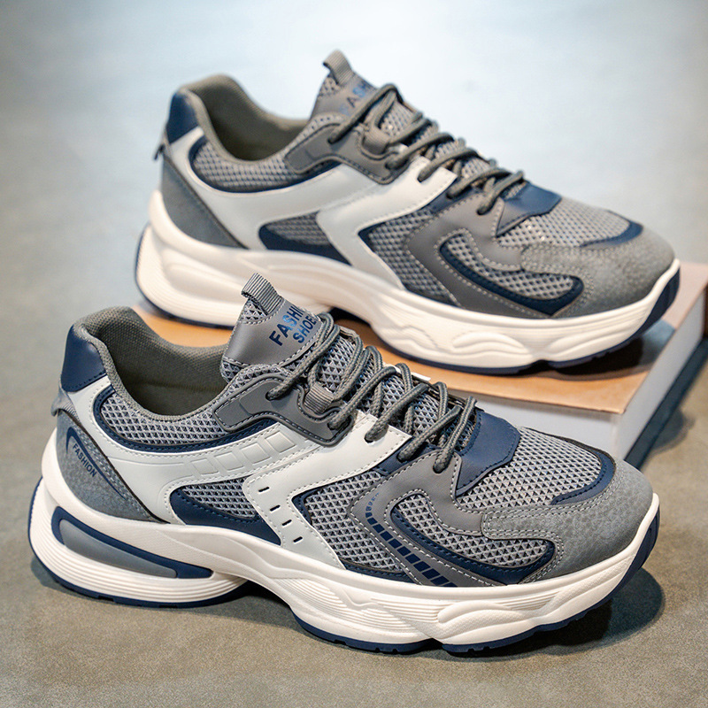 Summer men's shoes 2025 new breathable mesh sports shoes for men, trendy and versatile thick-soled anti-slip casual dad shoes full figure