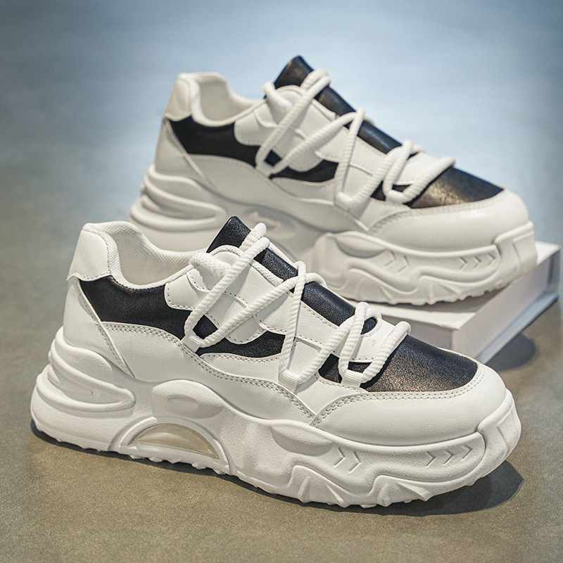 Men's shoes 2024 autumn new breathable white sneakers, men's sports shoes, trendy and versatile thick-soled casual dad trendy shoes details Picture