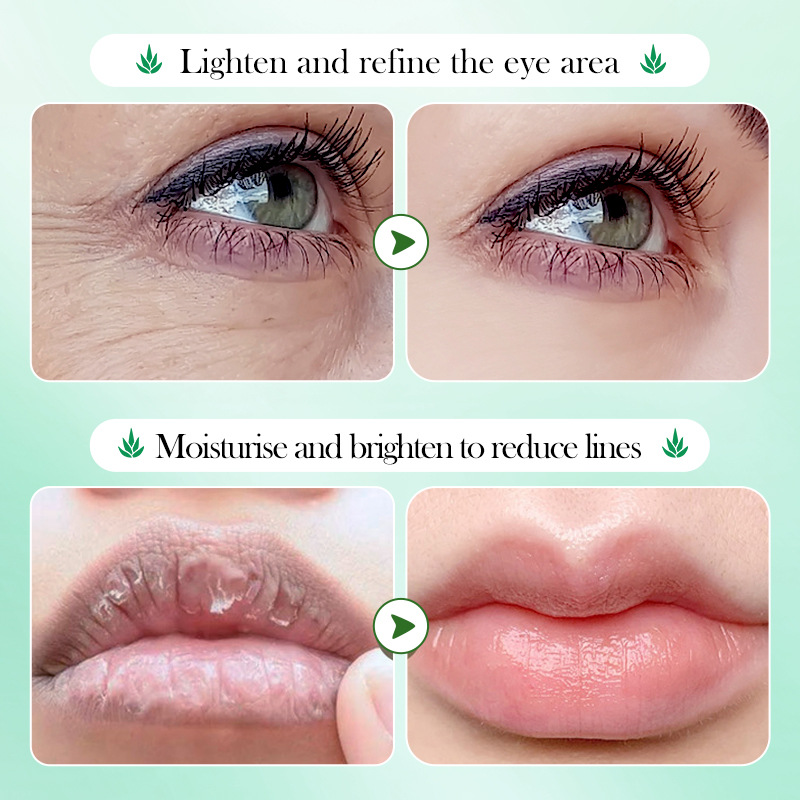 Full English SADOER Aloe Vera Eye Mask - Lip Mask Set for moisturizing eyes and caring for lips Cross-border wholesale Item Picture