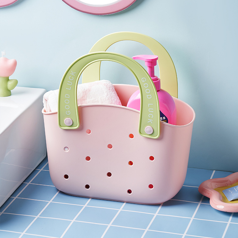 J06-6985 Dopamine Basket Bath Basket, large-capacity bathroom dry and wet separation hand-held washing basket, student dormitory storage basket Specification image