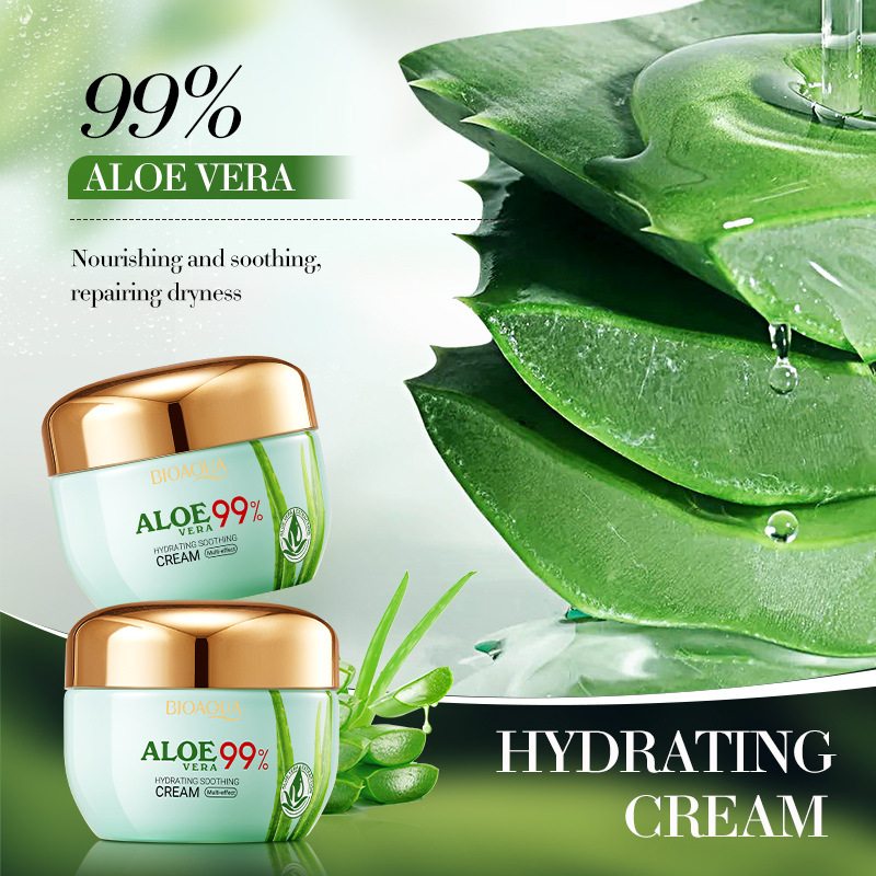 All-english BIOAOUA Aloe Vera Hydrating and Soothing Cream Moisturizing and Nourishing Skin Moisturizing Cream Cross-border export wholesale Specification drawing