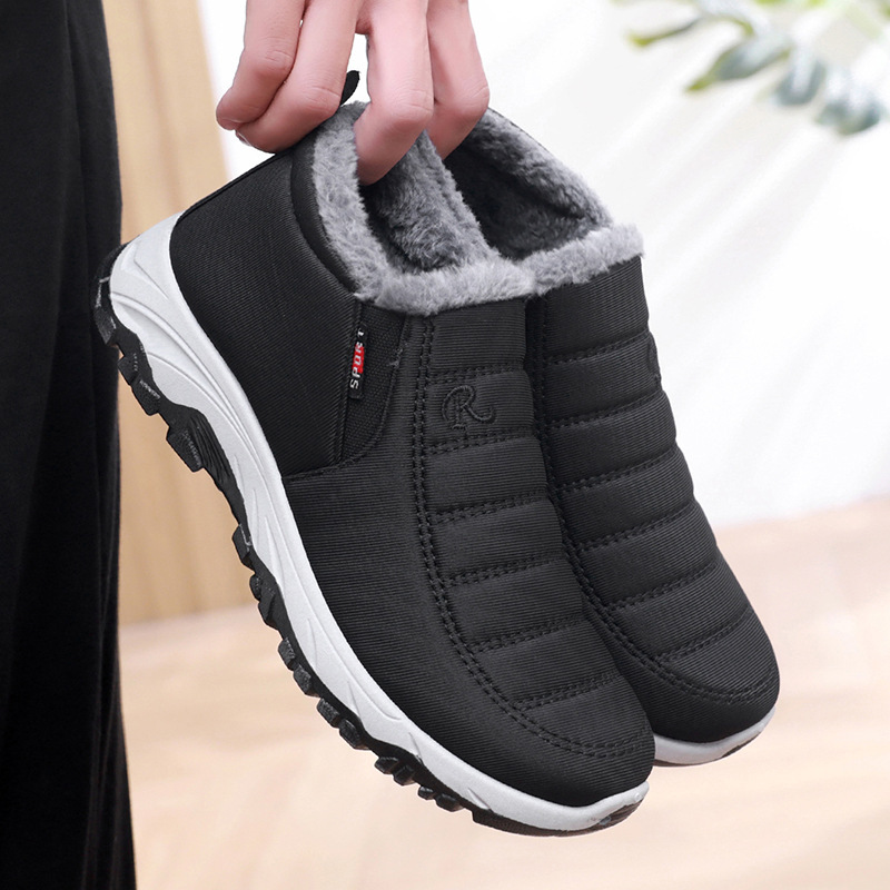 Snow cotton shoes, men's thickened and fleece warm boots, men's waterproof cotton shoes, cotton boots, warm walking shoes for middle-aged and elderly people full figure
