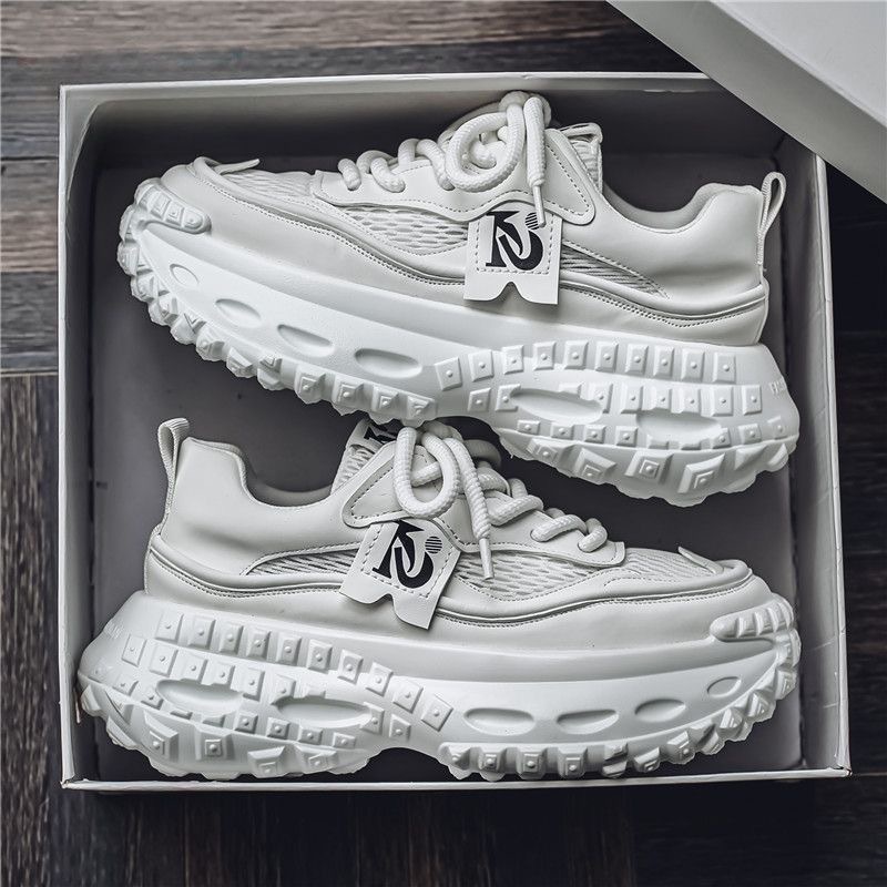New breathable mesh sports shoes for men in summer are trendy and versatile. Thick-soled height-increasing casual dad shoes for men Specification drawing