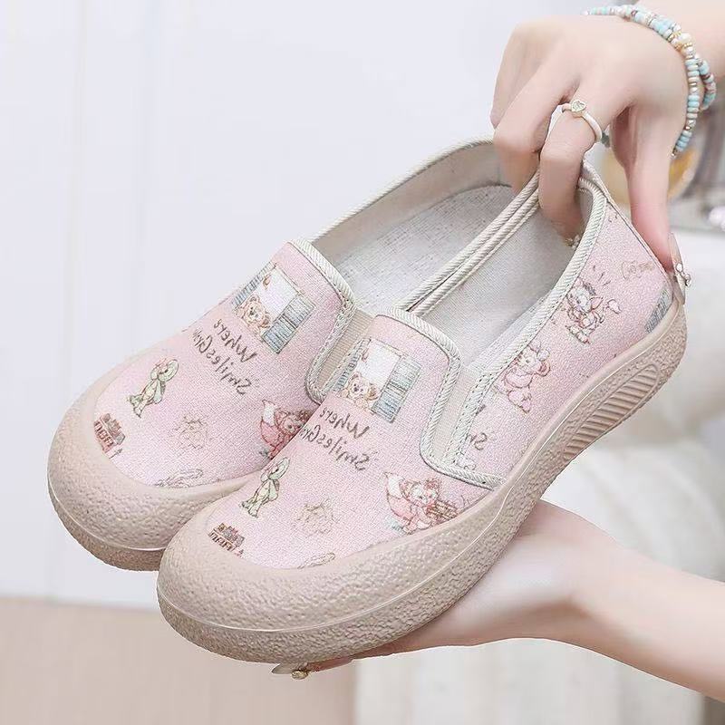 Little Chanel 2025 Spring New Style loafers for lazy women, a pair of thick-soled fashionable casual canvas shoes for women details Picture