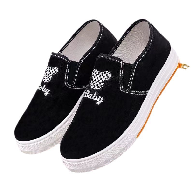 Wholesale of new 2024 Korean version canvas shoes for women with thick-soled one-foot casual and versatile cartoon student shoes for women Item Picture