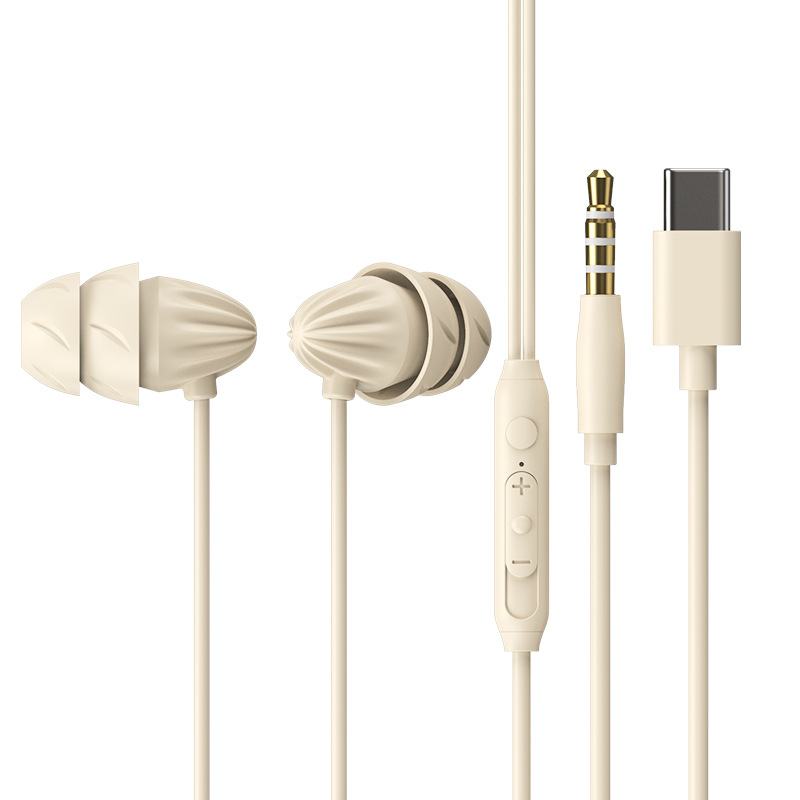 Sleep headphones with wired Type-C interface, 2024 new in-ear round hole noise-cancelling, dedicated to computer sound quality for sleeping Item Picture