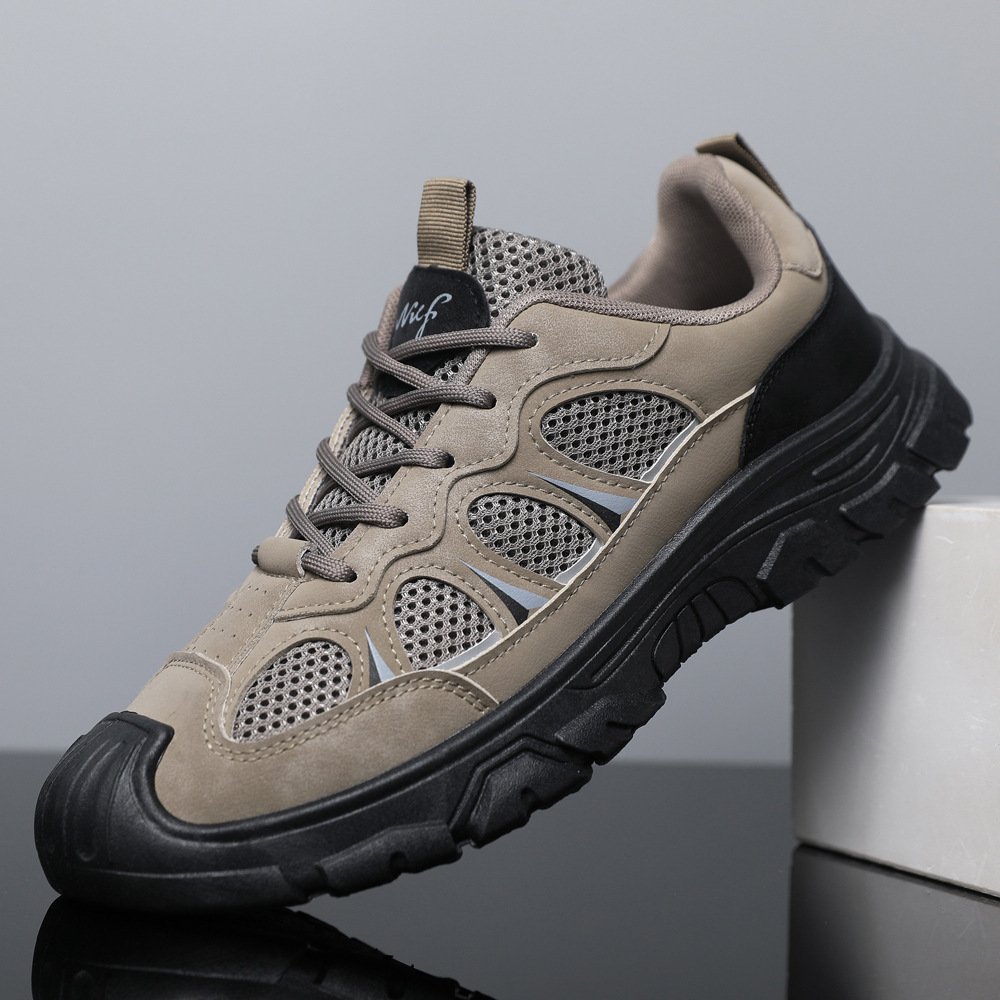 Wholesale and export of men's breathable casual shoes, trendy workwear, hiking and outdoor sports shoes, mesh comfortable mountaineering shoes full figure