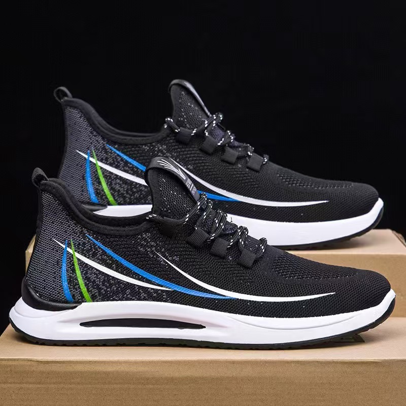 Men's comfortable and breathable 2025 new lightweight casual sports shoes with lace-up breathability, outdoor casual flying fabric walking shoes Specification drawing