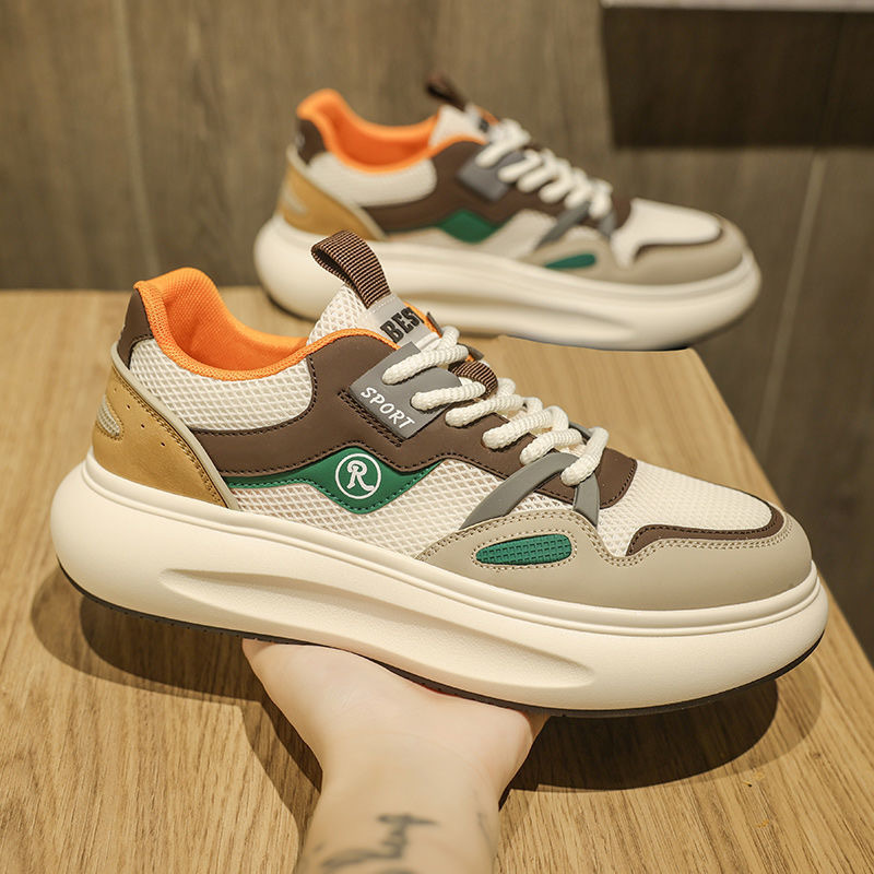 New breathable mesh shoes for men in summer, Korean style trendy and versatile sports shoes, casual board shoes, dad trendy shoes Application Scenario
