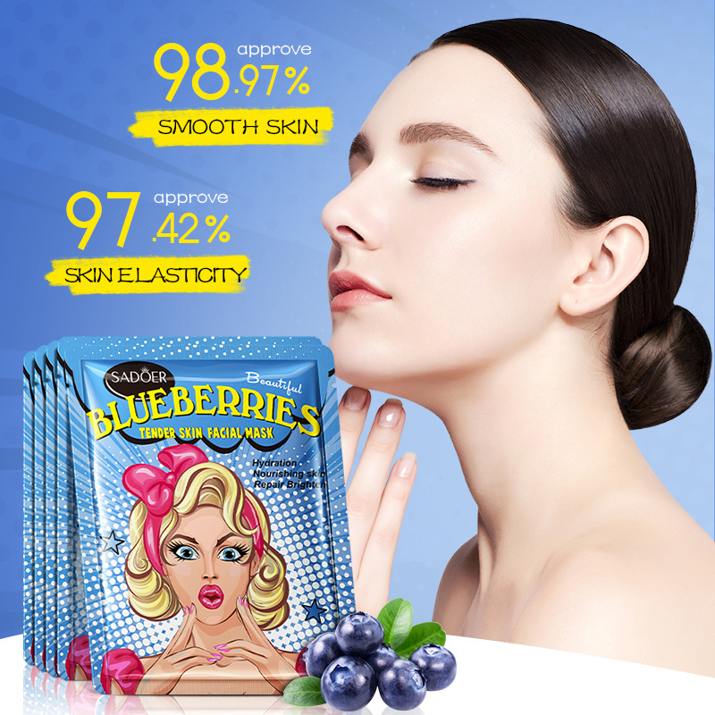 All-english SADOER Blueberry Plant Extract Skin Rejuvenation Goddess Mask Hydrating and Moisturizing Mask Patch Cross-border export wholesale details Picture