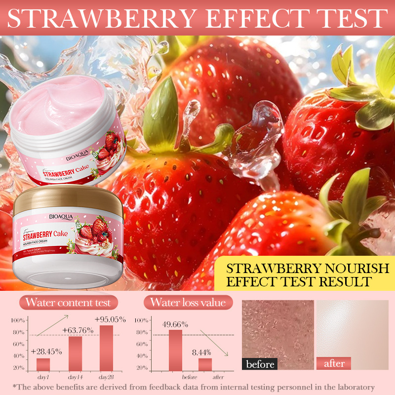 All-english BIOAOUA Strawberry Cake Nourishing Cream Moisturizing and Hydrating Cream Cross-border export wholesale details Picture