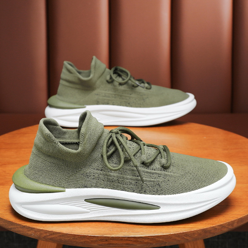 New summer men's shoes: Breathable mesh coconut shoes, Korean style versatile thick-soled woven sports shoes, casual dad shoes details Picture