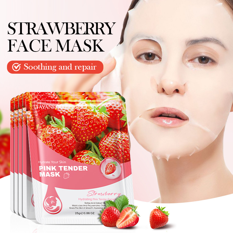 FAYANKOU Strawberry Hydrating Pink Facial mask Moisturizing Facial Mask cross-border export wholesale details Picture