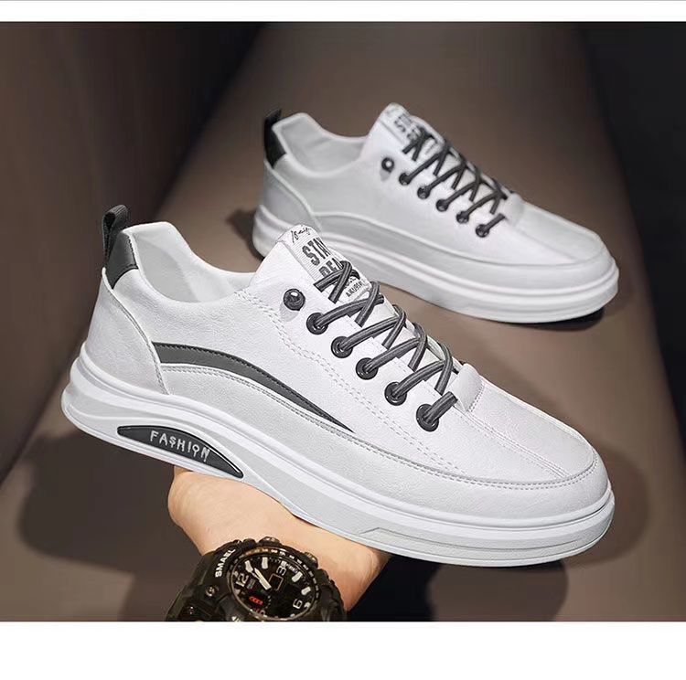 Men's sneakers, leather upper, comfortable and versatile, trendy shoes, soft sole, comfortable and breathable, low-top lace-up, fashionable sports shoes, casual shoes full figure