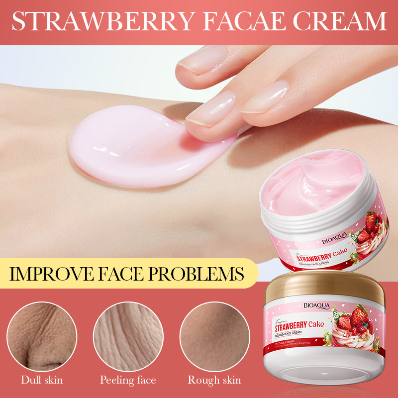 All-english BIOAOUA Strawberry Cake Nourishing Cream Moisturizing and Hydrating Cream Cross-border export wholesale Specification drawing