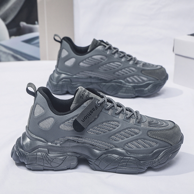 Spring 2024 men's shoes: Breathable mesh shoes, Korean style versatile thick-soled sports shoes, casual dad trendy shoes full figure