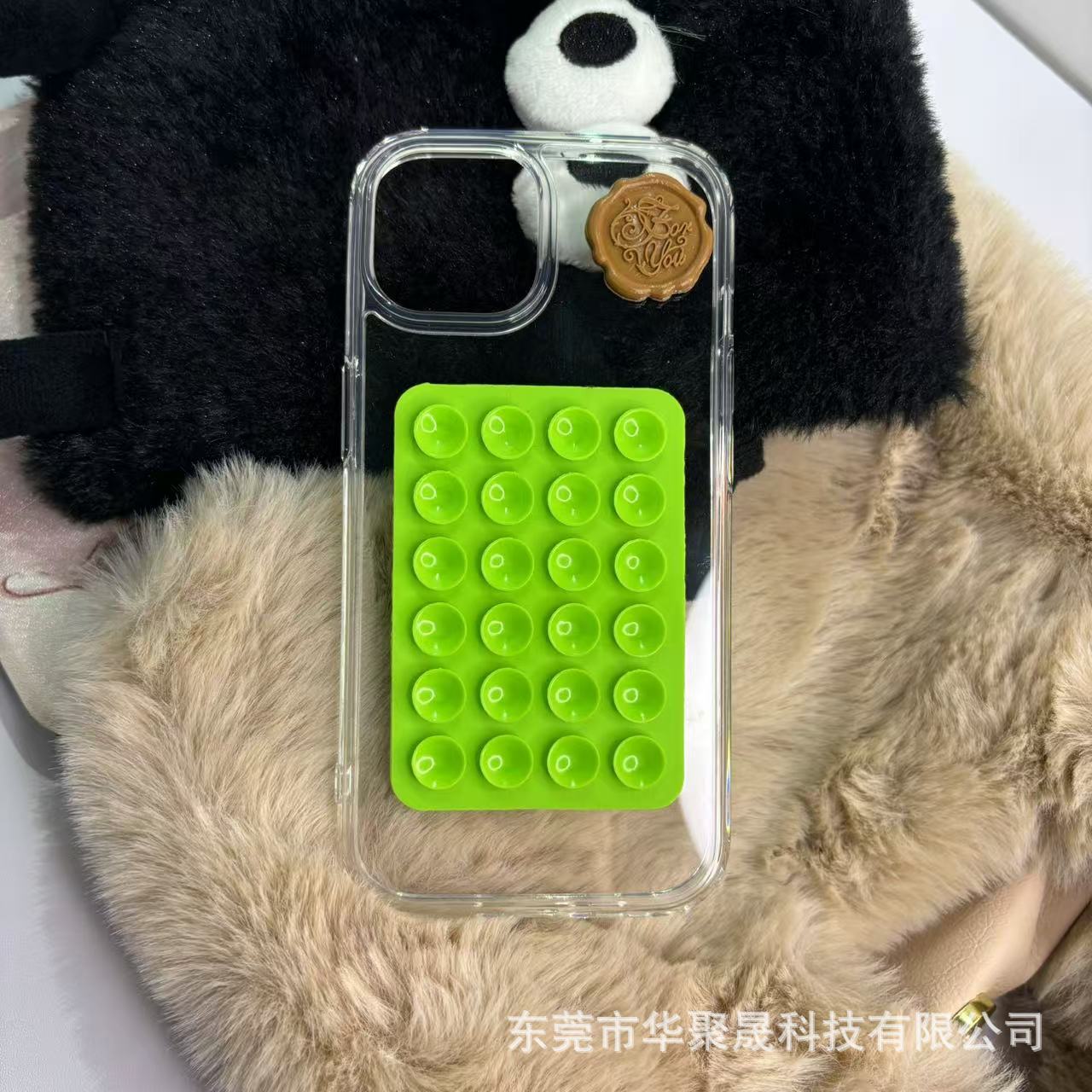 Manufacturer's 24-piece square silicone suction cup 80*55mm, single-sided back-attached suction cup for anti-slip lazy phone holder details Picture