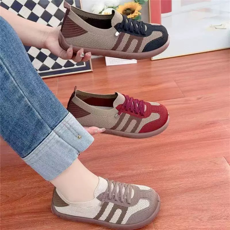 Spring new style fly-woven breathable mesh soft sole fashionable single shoes for women, wholesale of soft sole women's shoes for export Specification drawing
