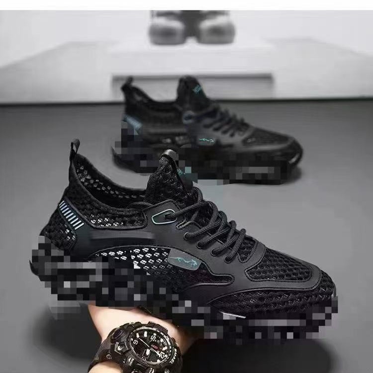 Cross-border consignment of men's shoes 2025 new style perforated breathable net shoes, men's running sports shoes, summer trendy shoes Specification drawing