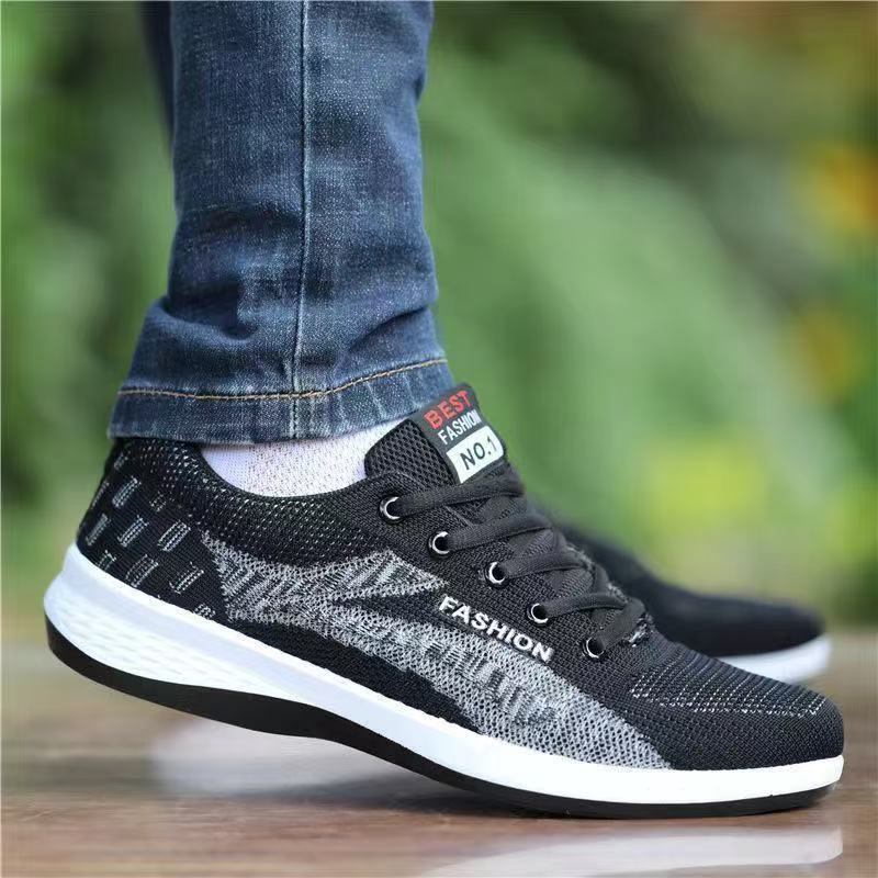 New men's casual sports shoes for 2025: Breathable and versatile mesh fabric, fly-woven men's shoes, trendy shoes, travel comfort and running shoes details Picture