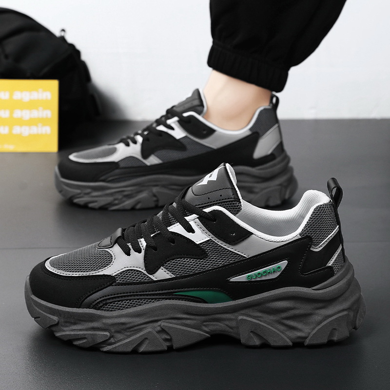 New breathable mesh shoes for men in spring and summer, Korean style trendy and versatile height-increasing sports shoes, casual dad shoes Specification drawing