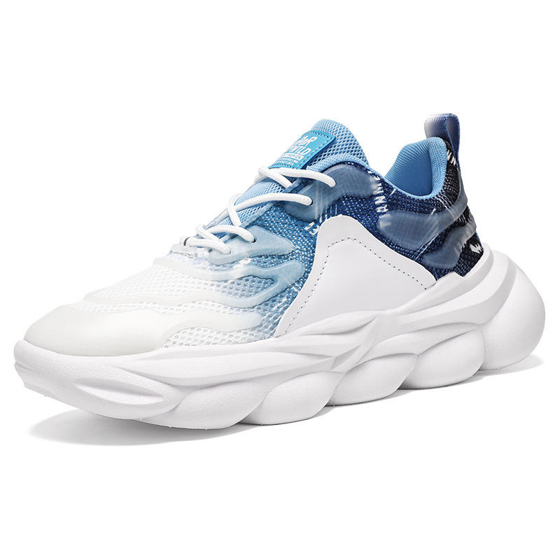 New summer men's shoes: Breathable mesh coconut shoes, trendy and versatile thick-soled sports shoes, casual running dad shoes Item Picture