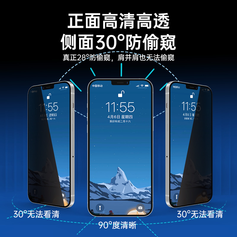 Tempered film is suitable for iphone15, iPhone 12, anti-drop 14plus, dust-free chamber anti-peeping film 13promax mobile phone film details Picture