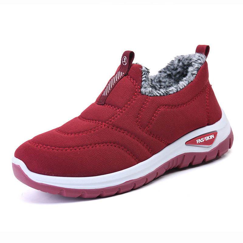 Wholesale of winter women's cotton shoes, thickened and fleece hiking sole warm cotton shoes, one-foot flat snow boots Item Picture