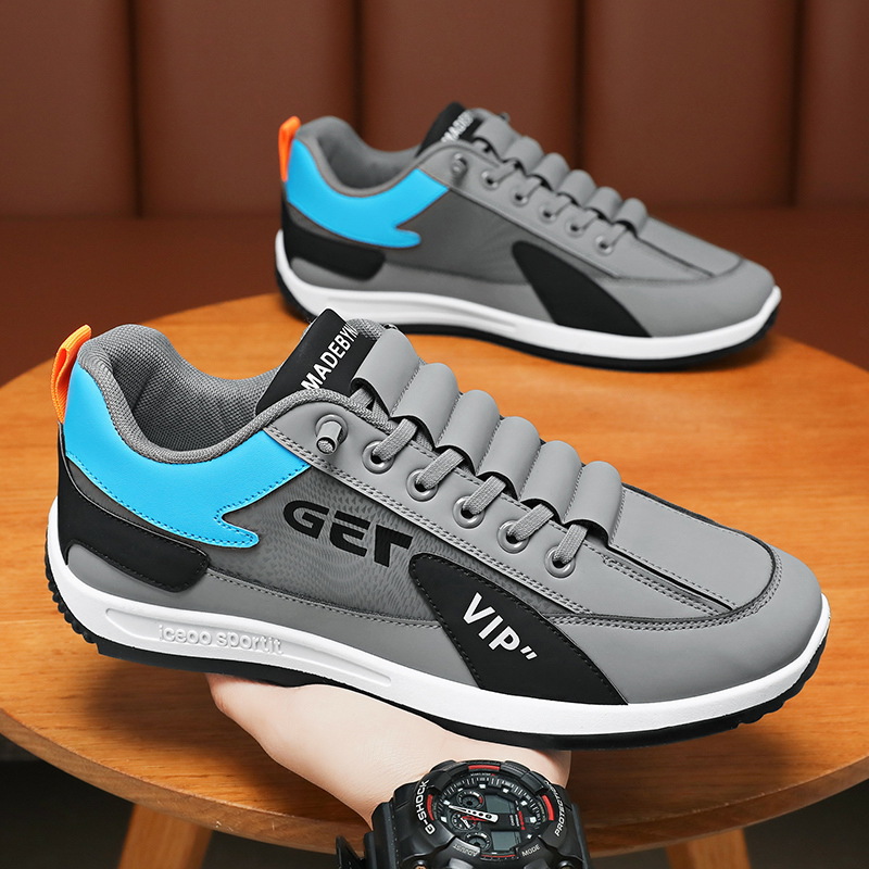 New breathable leather shoes for men in spring, trendy, versatile, anti-slip, sporty, casual, running and dad style shoes full figure