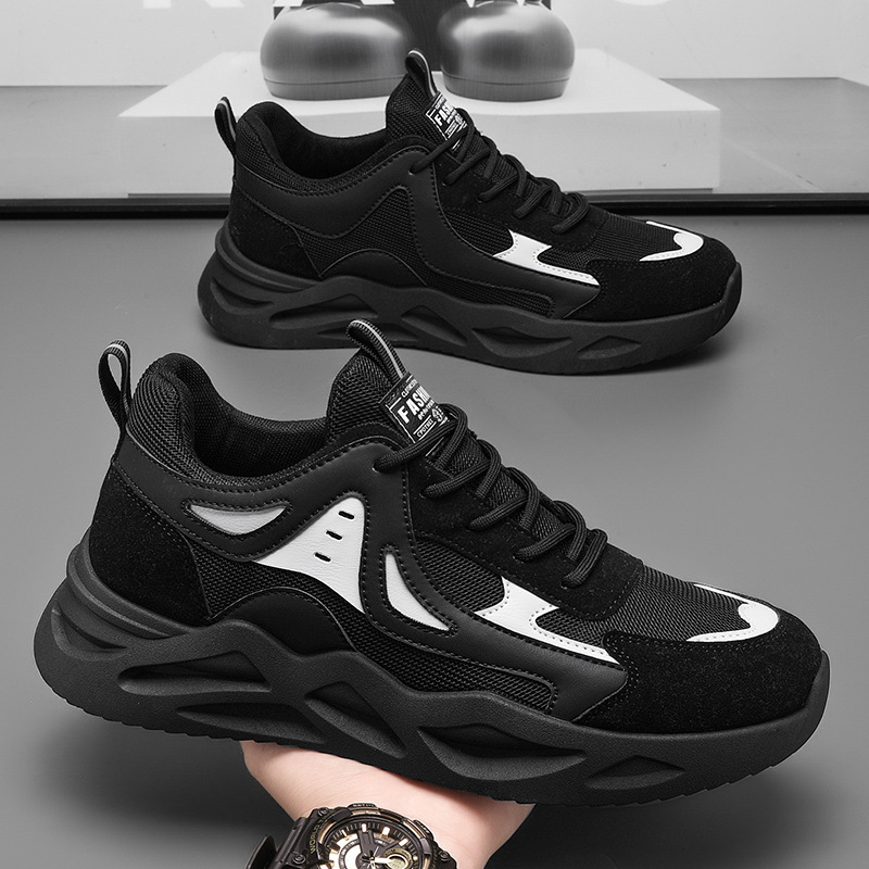 New men's shoes for spring 2025: Breathable mesh shoes, men's sports shoes, trendy and versatile thick-soled casual dad shoes full figure