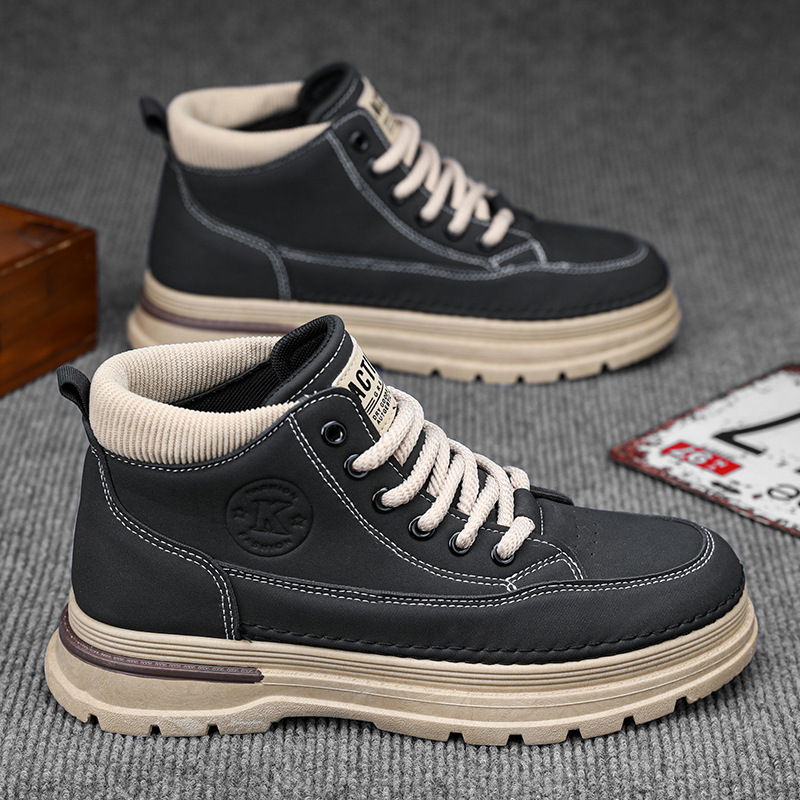Martin Boots Men's autumn new British-style retro high-top workwear shoes are trendy and versatile, thick-soled sporty and casual ankle boots full figure
