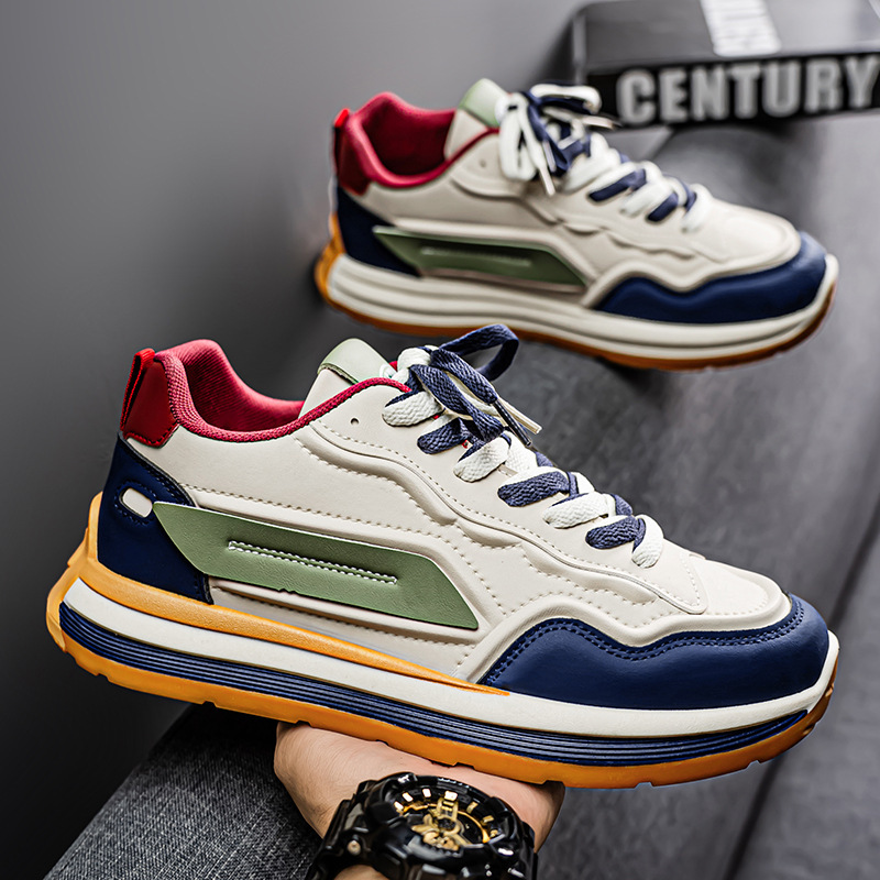 Men's Spring 2025 new breathable casual sports shoes, anti-slip soft-soled white sneakers, men's trendy dad shoes Specification drawing