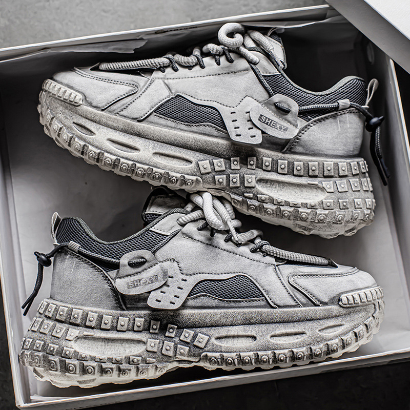 Spring new men's shoes: Breathable mesh surface youth sports shoes, trendy and versatile for men, thick-soled dad shoes with tire soles Application Scenario