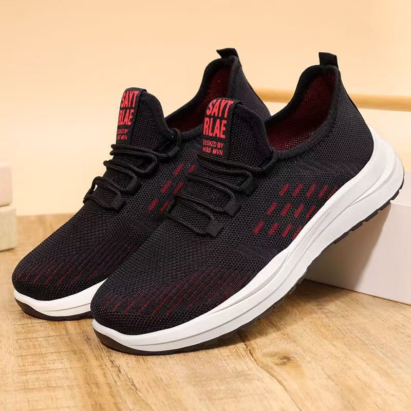 Autumn new women's shoes: Breathable soft-soled single shoes, flying mesh shoes, lightweight and comfortable sports shoes, gift shoes, men's shoes Specification drawing