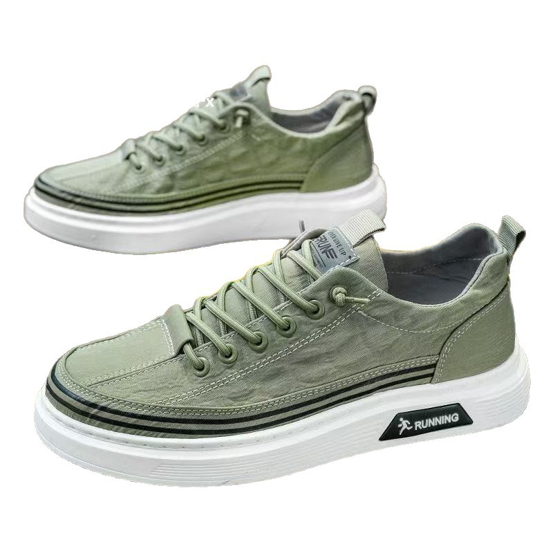 Men's shoes 2025 Summer new breathable leather canvas shoes, trendy and versatile board shoes, lazy casual shoes for men Item Picture
