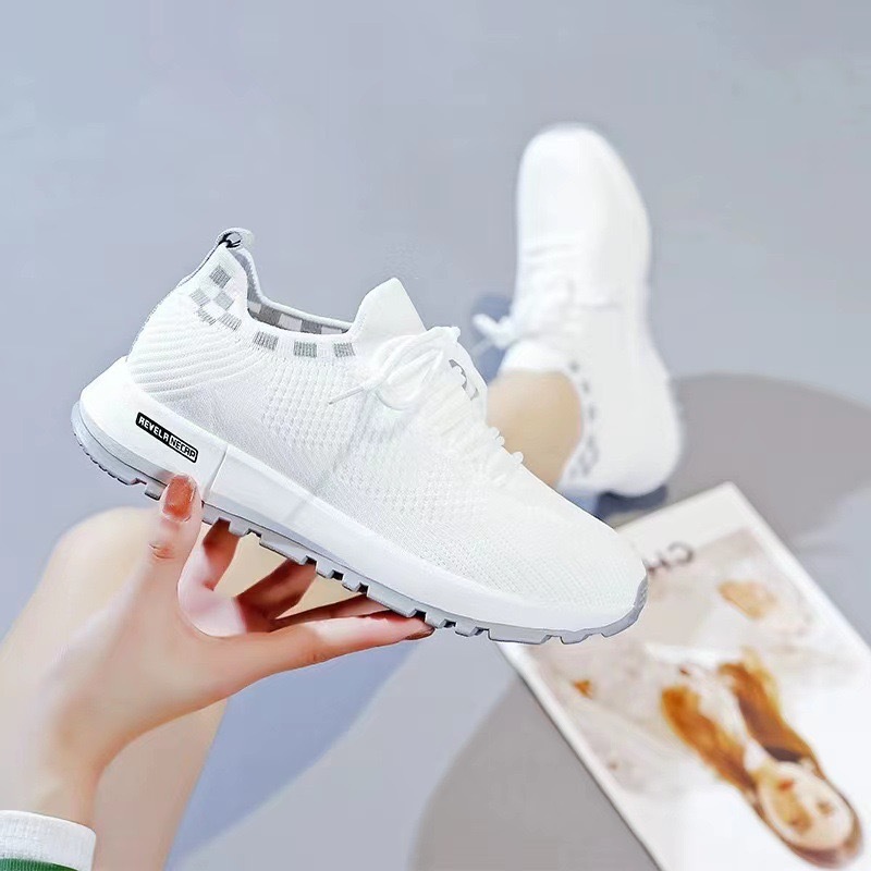 Women's shoes 2024 new style versatile white sneakers, net shoes, casual shoes, children's flying weaving breathable sports shoes, factory wholesale shoes Specification drawing