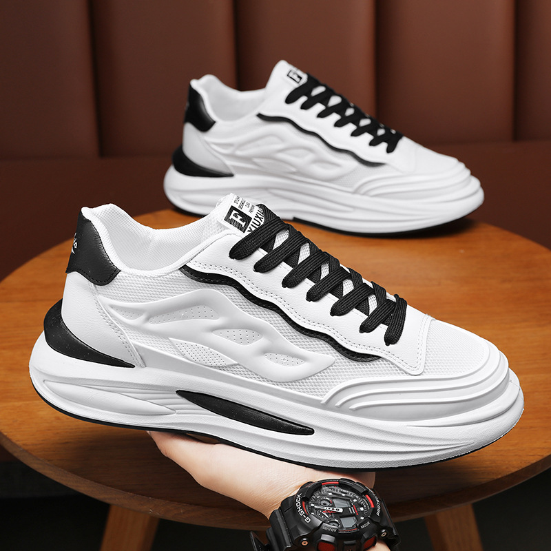 New breathable mesh white men's shoes for summer, Korean style trendy and versatile sports shoes, casual dad trendy shoes details Picture