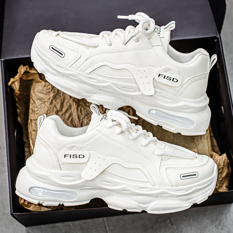 Summer new breathable white men's shoes, trendy and versatile thick-soled sports shoes for men, casual dad shoes for men Application Scenario