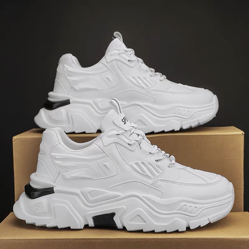 New breathable white men's shoes for spring, Korean style versatile insole height-increasing sports shoes, casual dad shoes for men Specification drawing