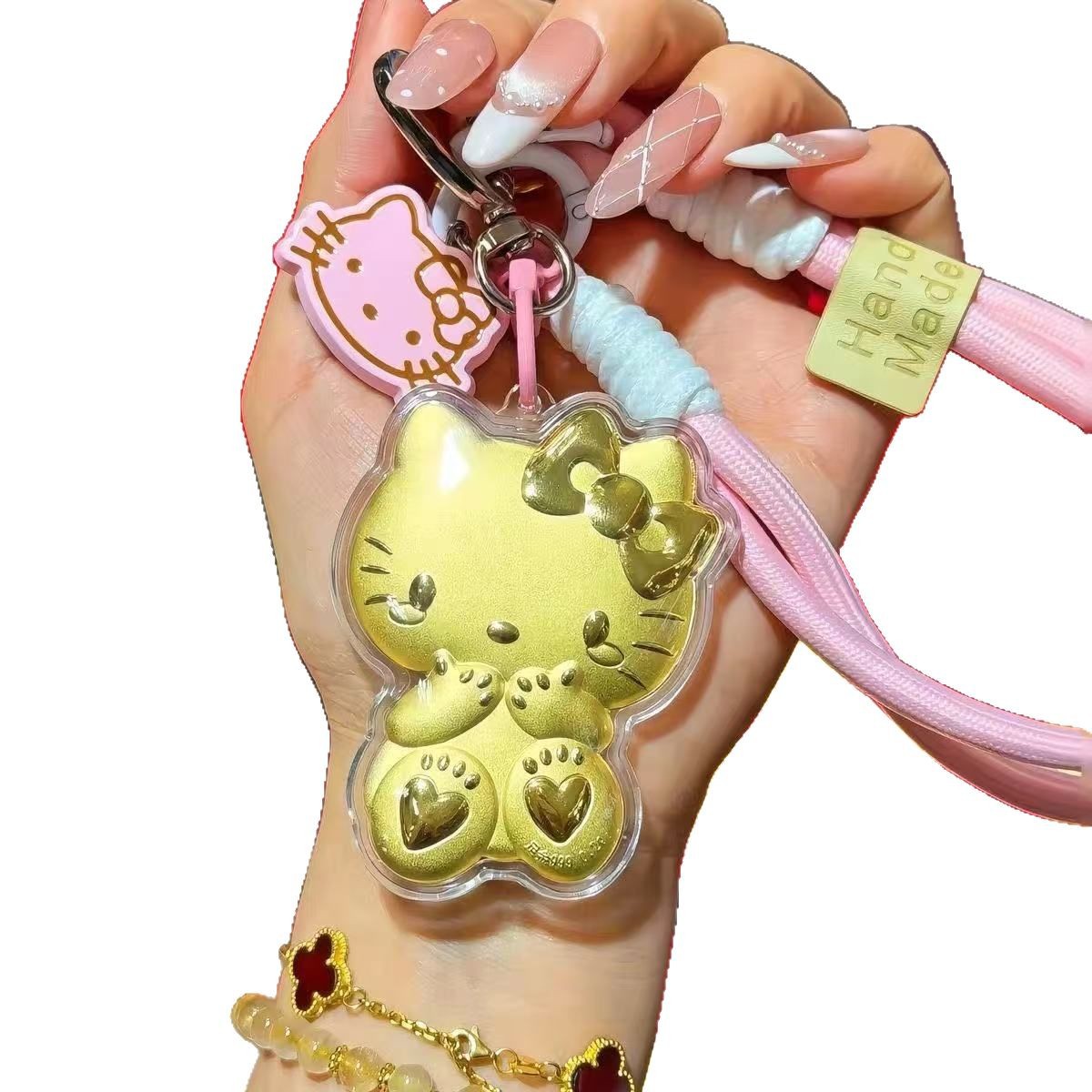 One-piece consignment cat phone chain imitation gold 999 keychain pure gold Kt cat bag pendant Hello Kitty pendant Item Picture