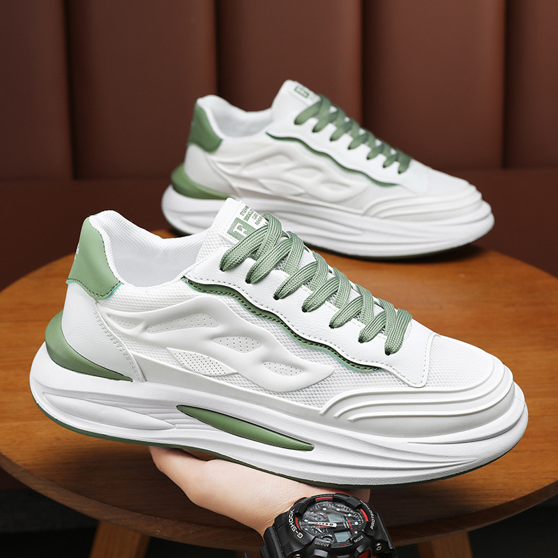New breathable mesh white men's shoes for summer, Korean style trendy and versatile sports shoes, casual dad trendy shoes full figure