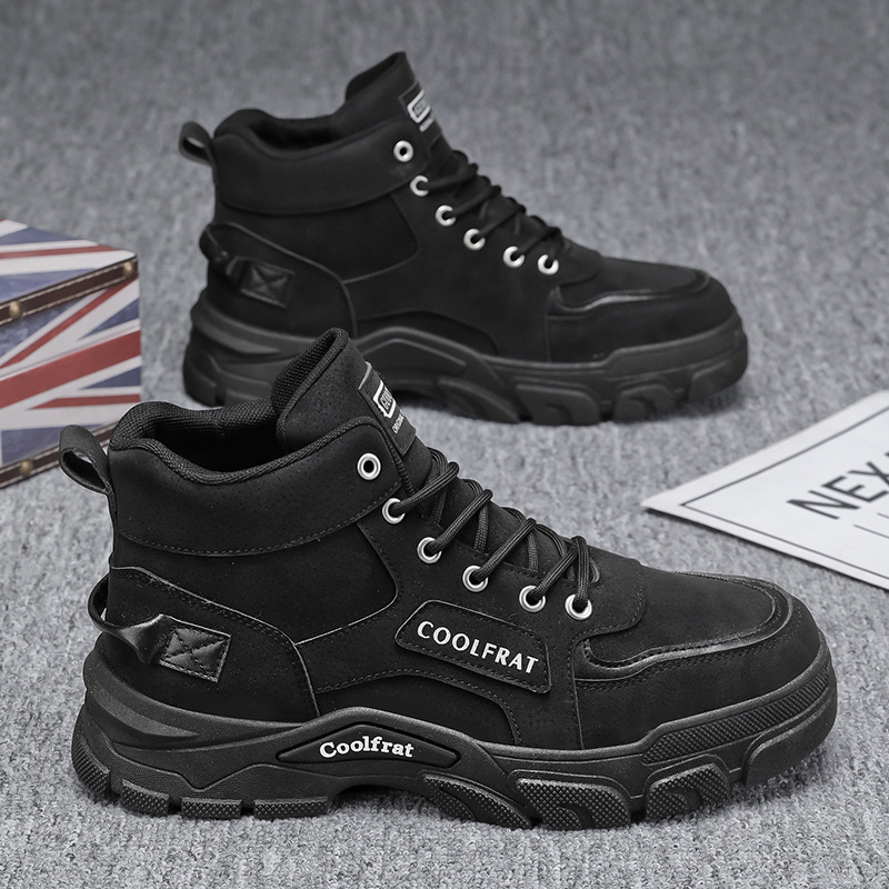 New men's shoes for autumn: High-top Dr. Martens boots, trendy and versatile for men, thick-soled work shoes, casual short boots, and safety shoes for men details Picture