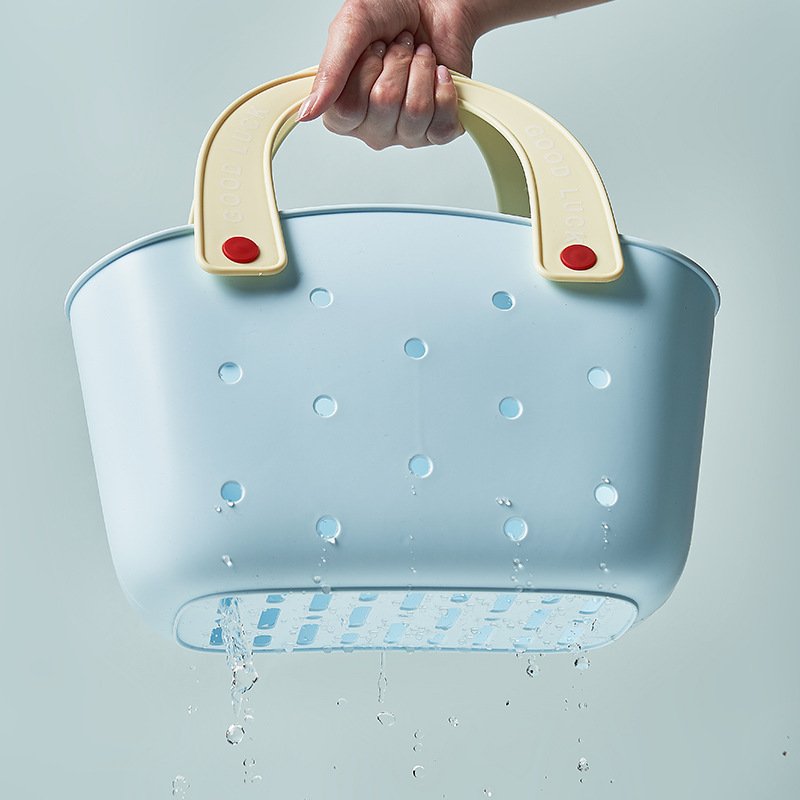 J06-6985 Dopamine Basket Bath Basket, large-capacity bathroom dry and wet separation hand-held washing basket, student dormitory storage basket details Picture